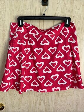 Running Skirts Pinkish Red & White Heart Skirt with undershirt & Tech Pockets XL